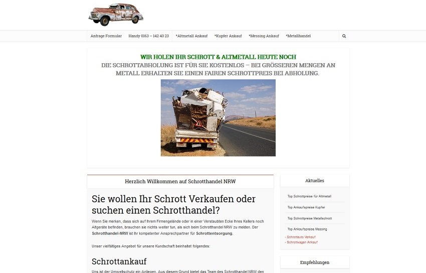 Schrotthändler in Düsseldorf | SchrottAnkauf: Sofort Bargeld für Ihr Schrott